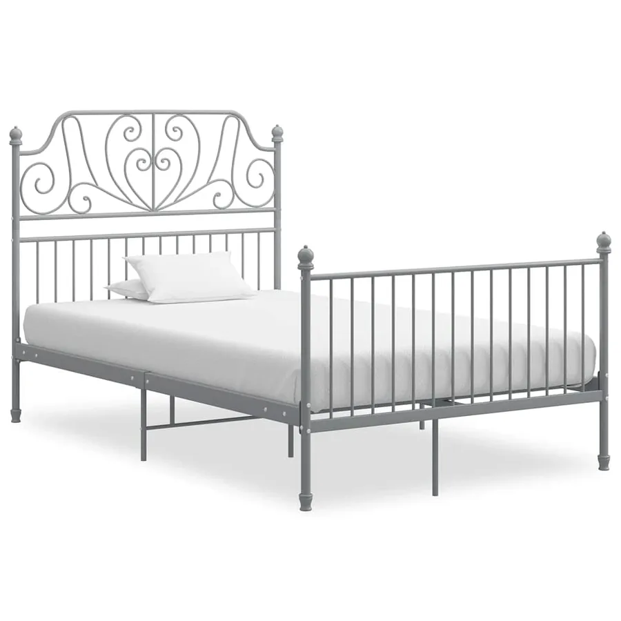 Cadre de lit sans matelas gris métal 120x200 cm