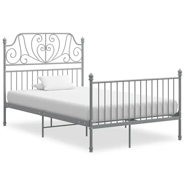 Cadre de lit sans matelas gris métal 120x200 cm