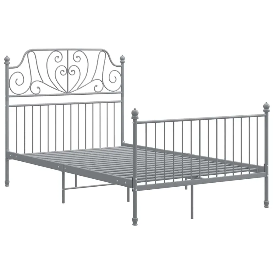 Cadre de lit sans matelas gris métal 120x200 cm - 2