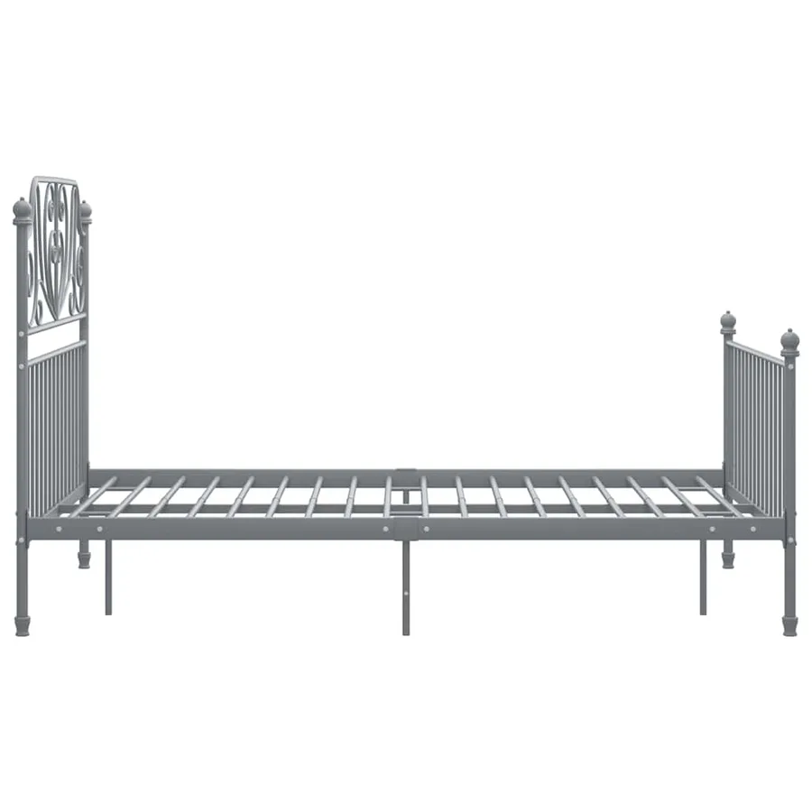 Cadre de lit sans matelas gris métal 120x200 cm - 4