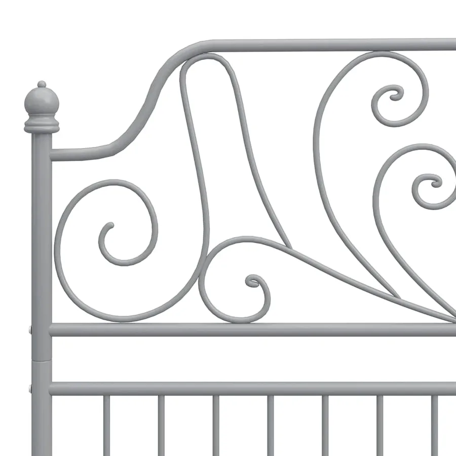 Cadre de lit sans matelas gris métal 120x200 cm - 5