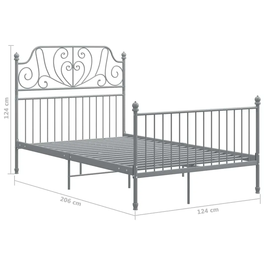 Cadre de lit sans matelas gris métal 120x200 cm - 6