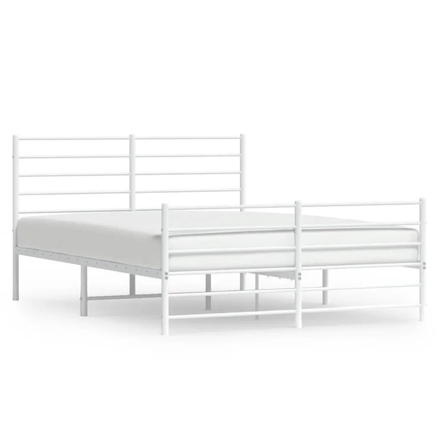 Cadre de lit métal sans matelas et pied de lit blanc 120x200 cm - 2