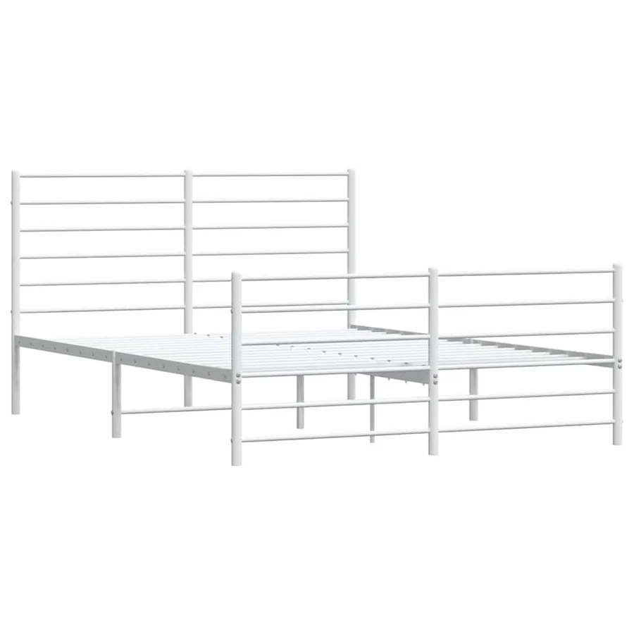 Cadre de lit métal sans matelas et pied de lit blanc 120x200 cm - 3