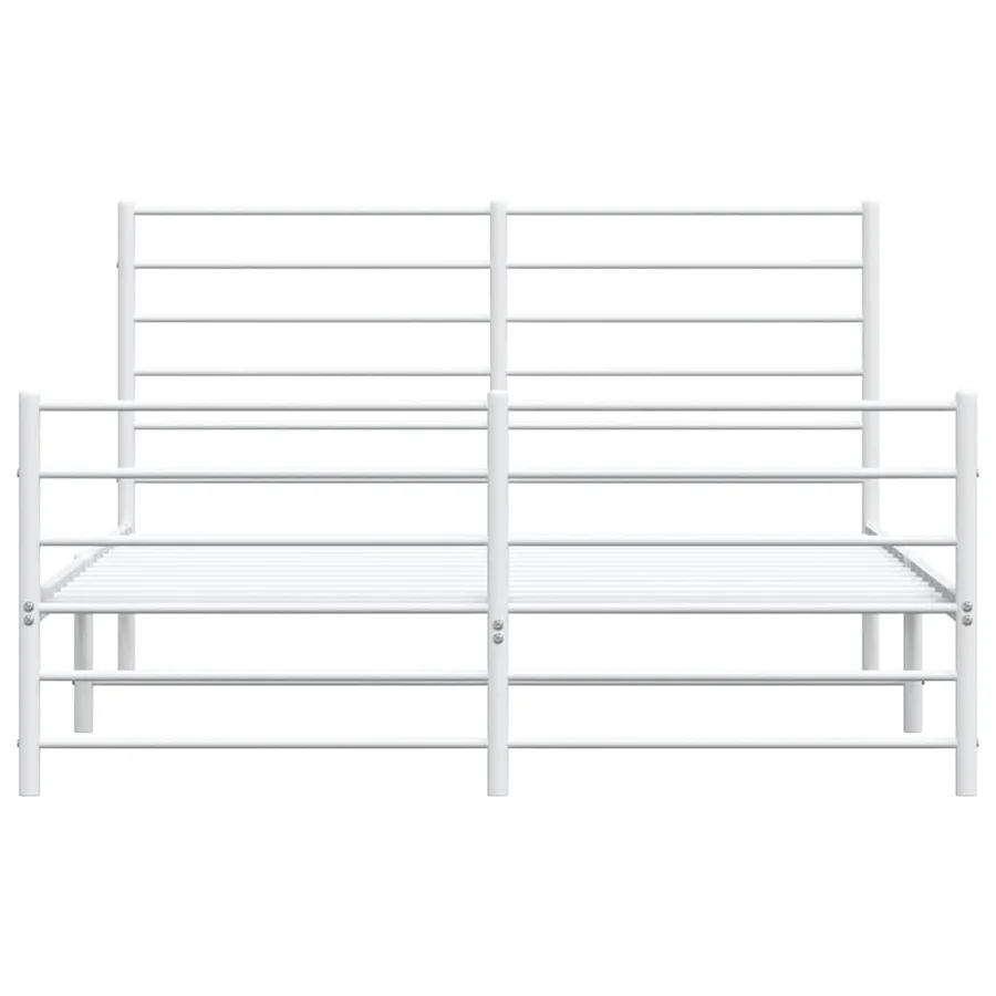 Cadre de lit métal sans matelas et pied de lit blanc 120x200 cm - 6