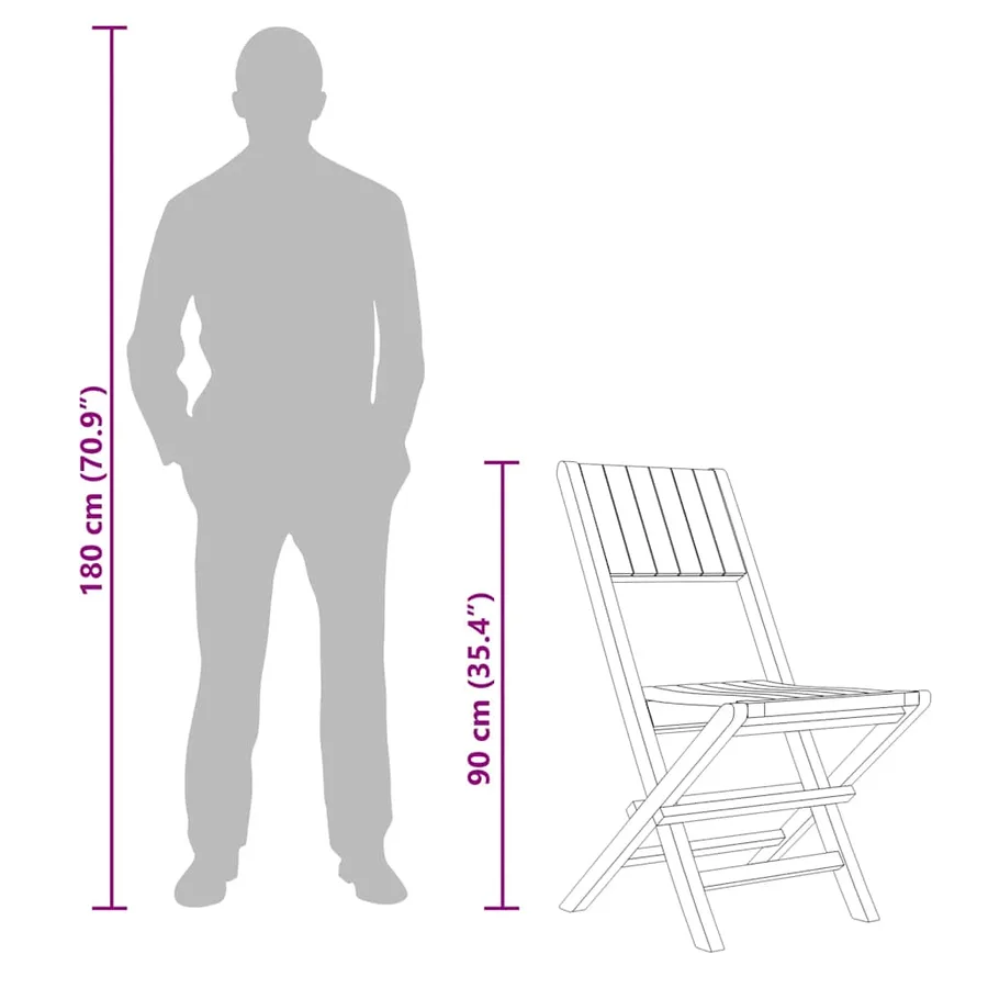 Chaises de jardin pliantes lot de 2 47x61x90cm bois massif teck - 9