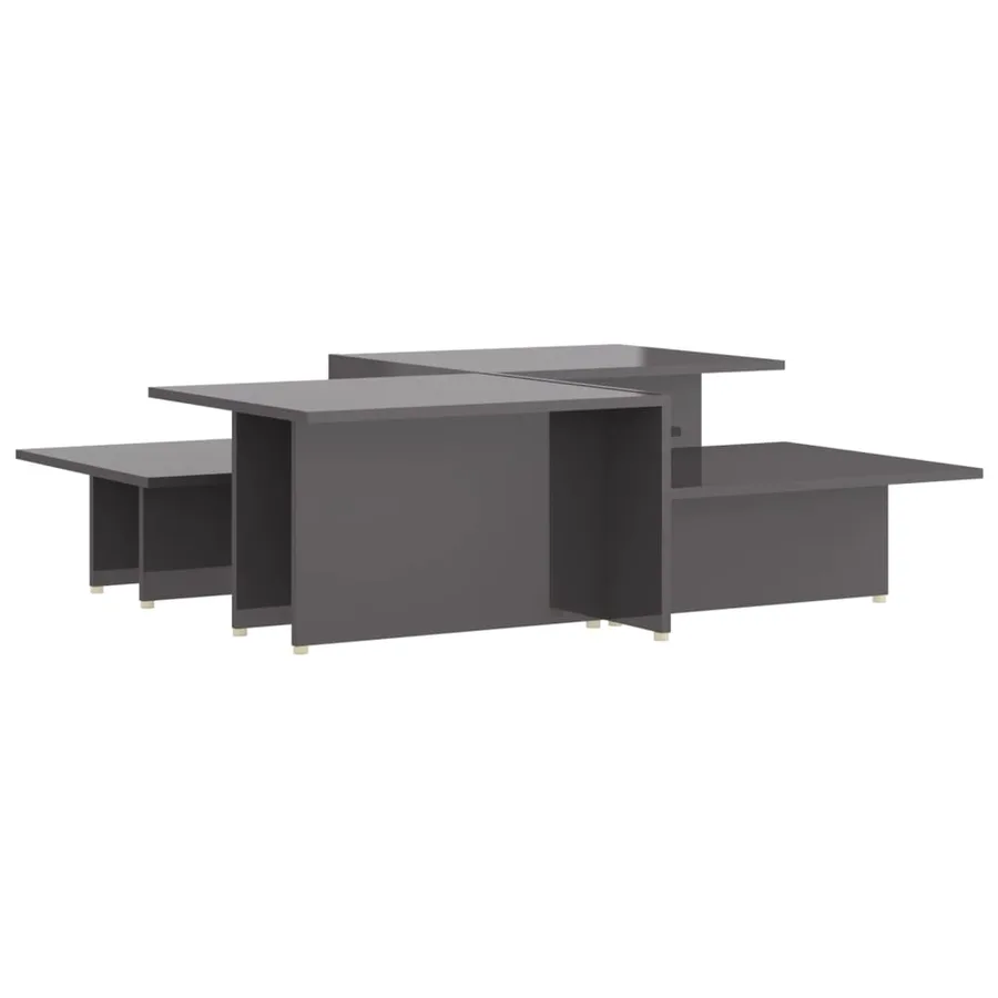 Table basse 2 pcs Gris brillant 111,5x50x33cm Bois d'ingénierie - 2