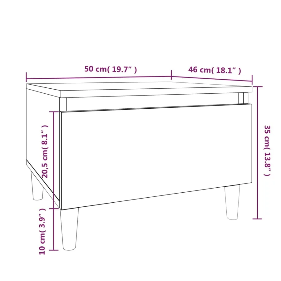 Table d'appoint Blanc brillant 50x46x35 cm Bois d'ingénierie - 10