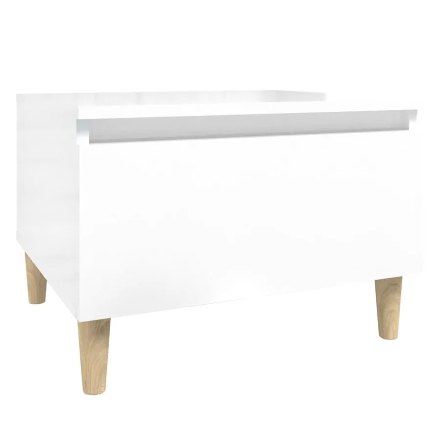Table d'appoint Blanc brillant 50x46x35 cm Bois d'ingénierie - 2