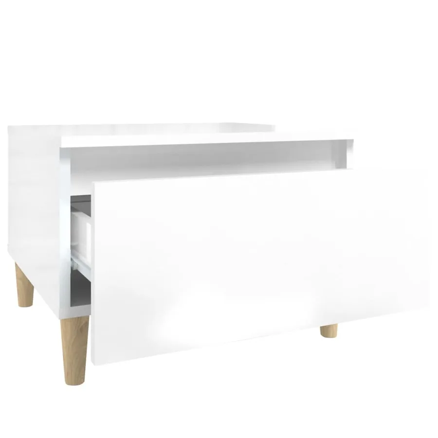 Table d'appoint Blanc brillant 50x46x35 cm Bois d'ingénierie - 7