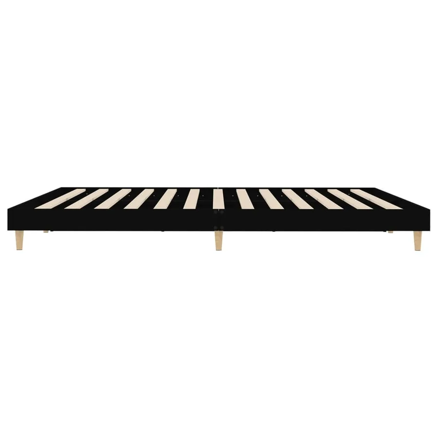 Cadre de lit sans matelas noir 150x200 cm bois d'ingénierie - 7