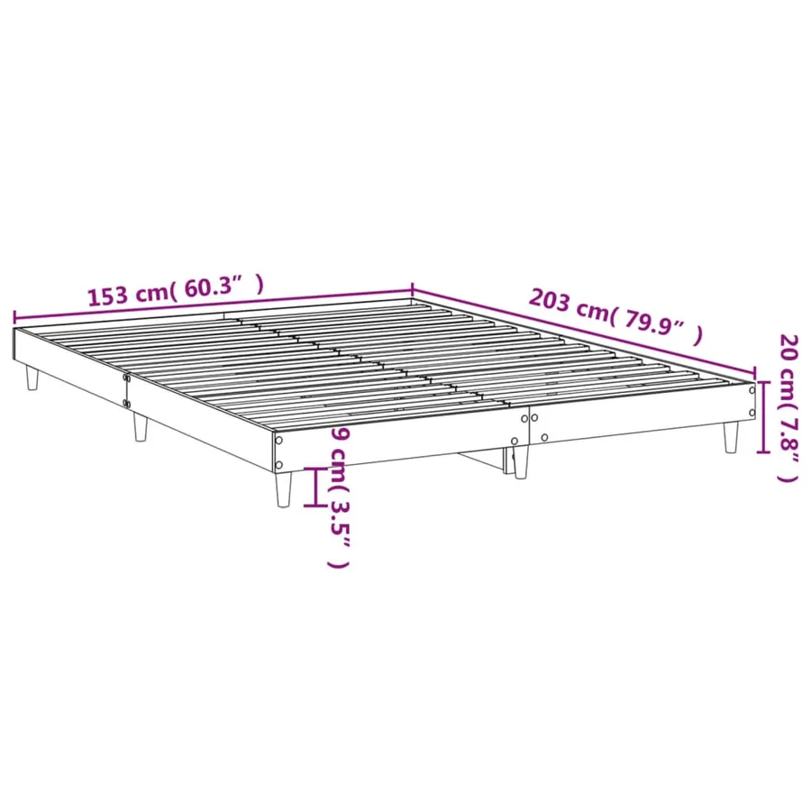 Cadre de lit sans matelas noir 150x200 cm bois d'ingénierie - 9