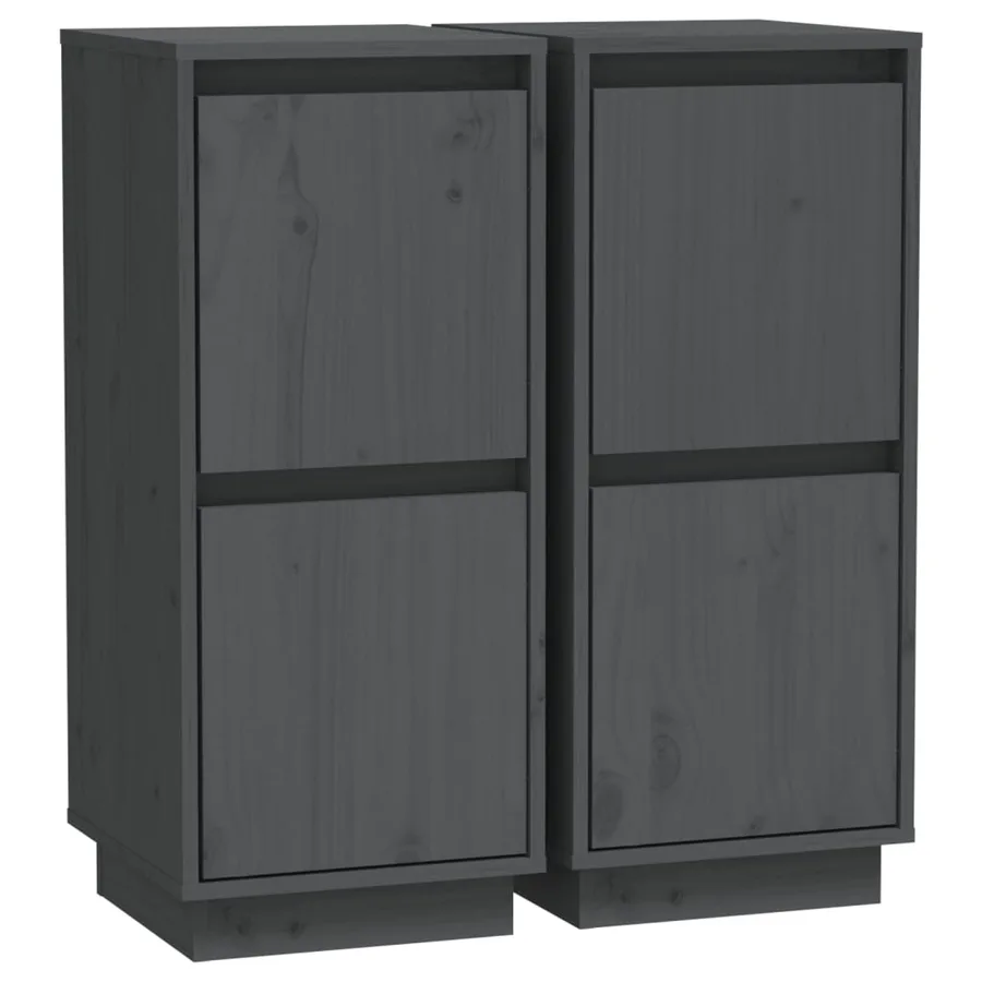 Buffets 2 pcs Gris 31,5x34x75 cm Bois massif de pin - 2
