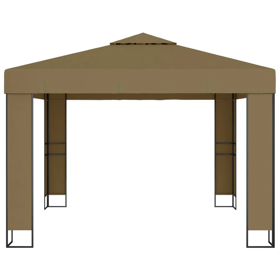 Tonnelle avec double toit et lumières LED 3x3x2,7 m Taupe - 4