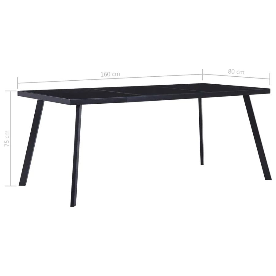 Table à manger Noir 160x80x75 cm Verre trempé - 5