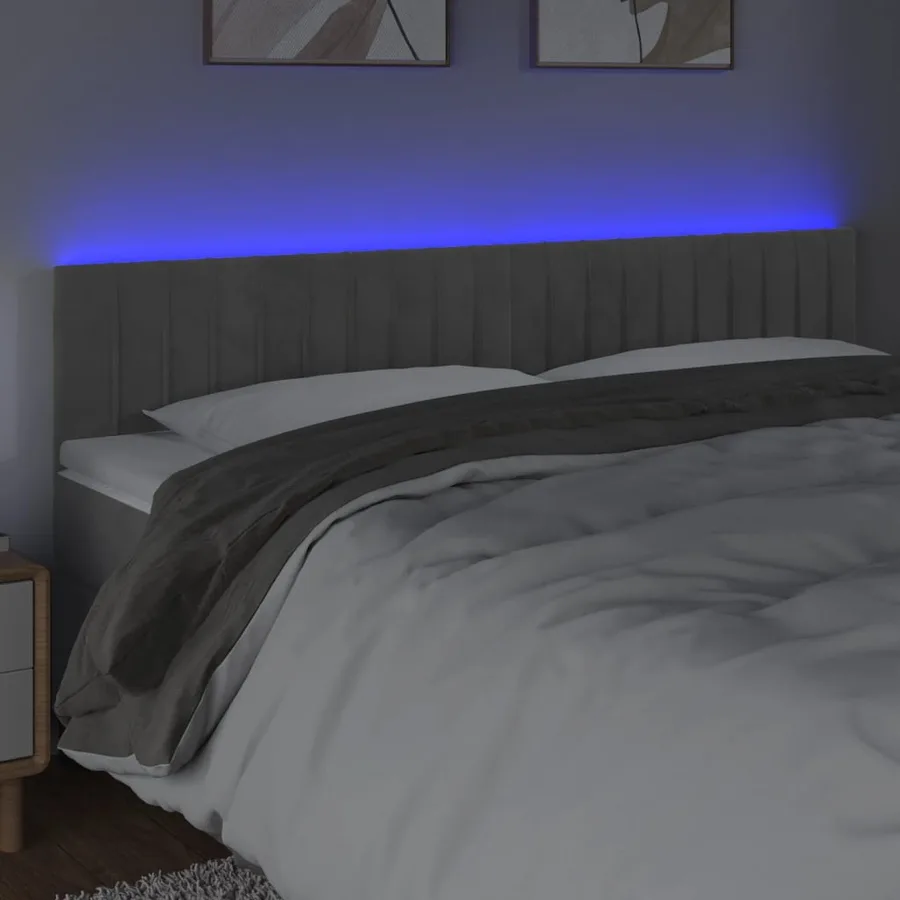 Tête de lit à LED Gris clair 200x5x78/88 cm Velours - 3