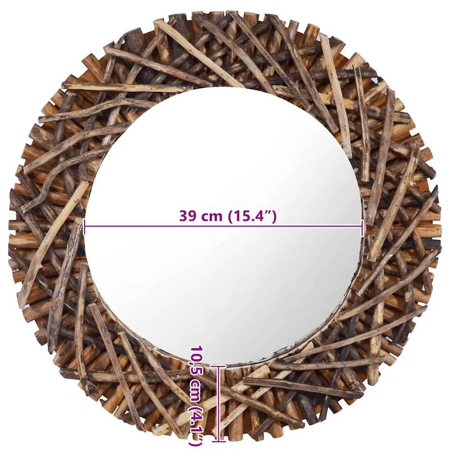 Miroir mural 60 cm Teck Rond - 6