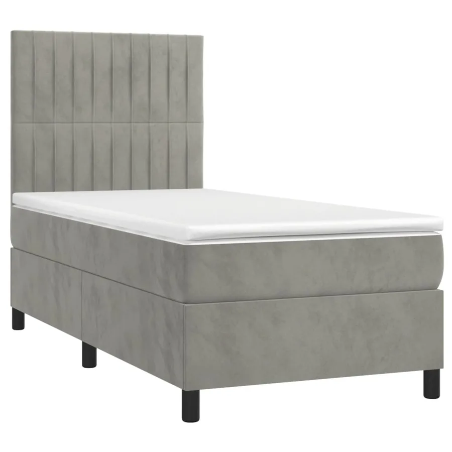 Sommier à lattes de lit matelas LED Gris clair 80x200cm Velours - 3