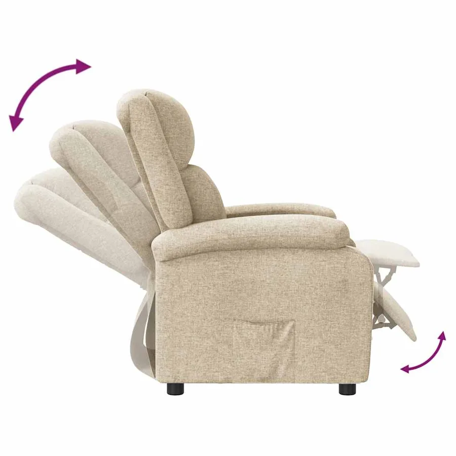 Fauteuil inclinable Crème Tissu - 5