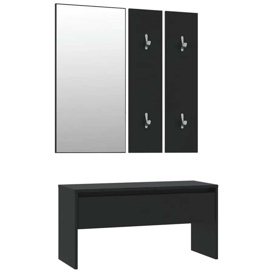 Ensemble de meubles de couloir noir bois d'ingénierie - 2