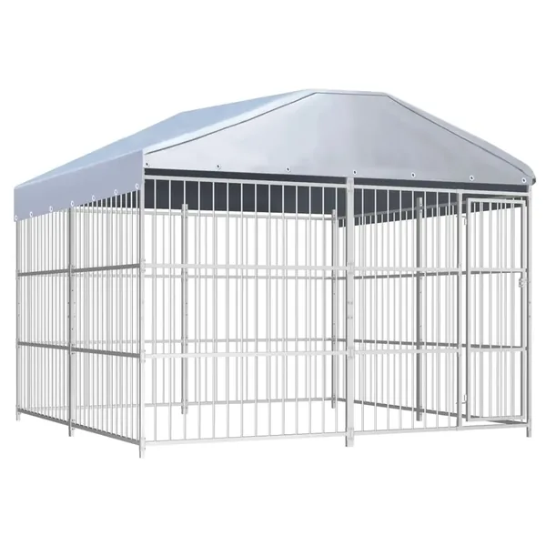 Chenil d'extérieur avec toit pour chiens 300 x 300 x 200 cm