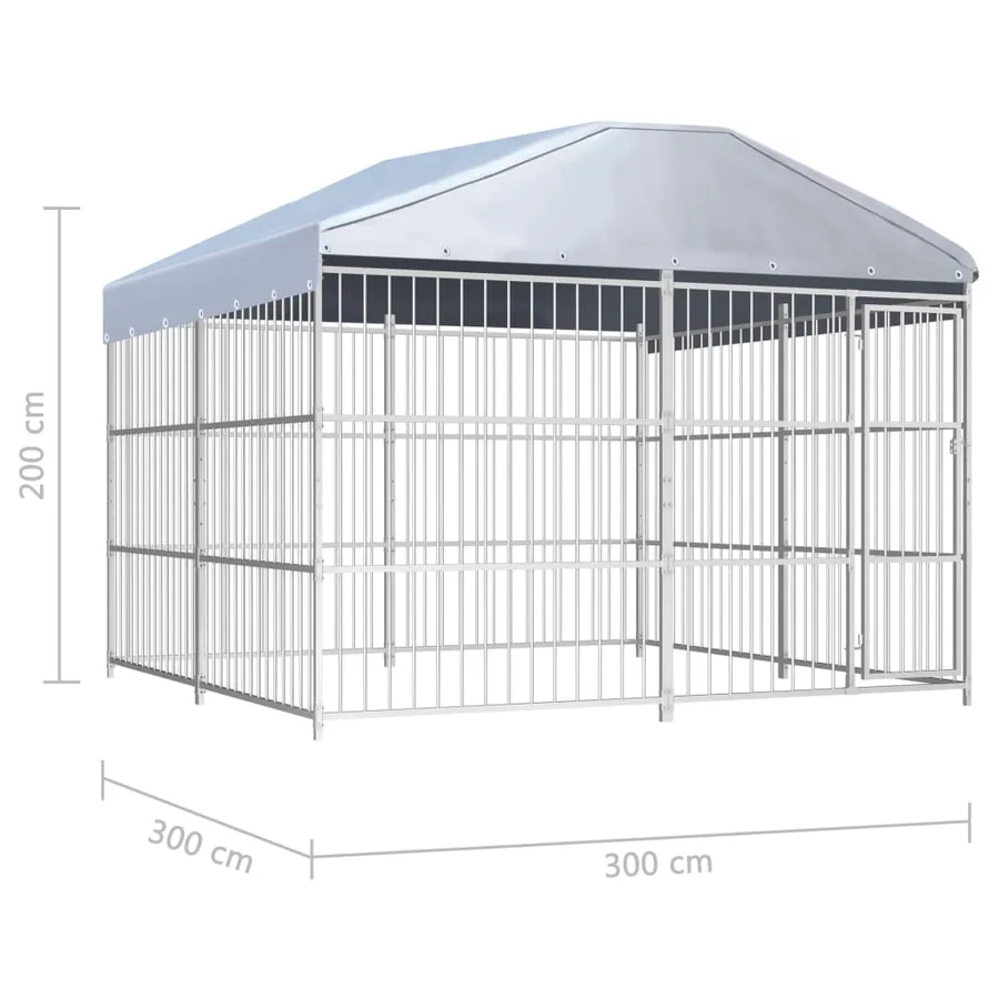 Chenil d'extérieur avec toit pour chiens 300 x 300 x 200 cm - 5