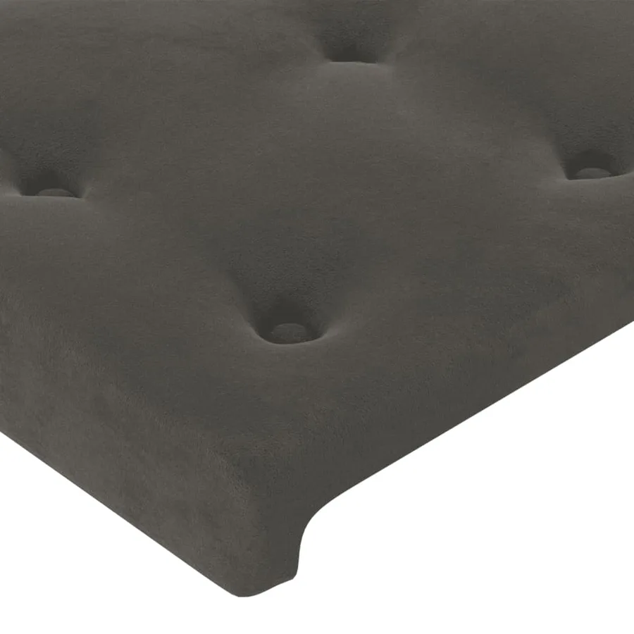 Cadre de lit sans matelas gris foncé velours - 10