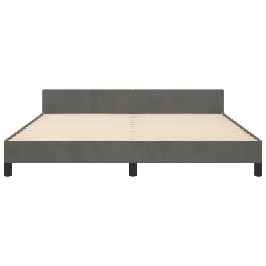 Cadre de lit sans matelas gris foncé velours - 6