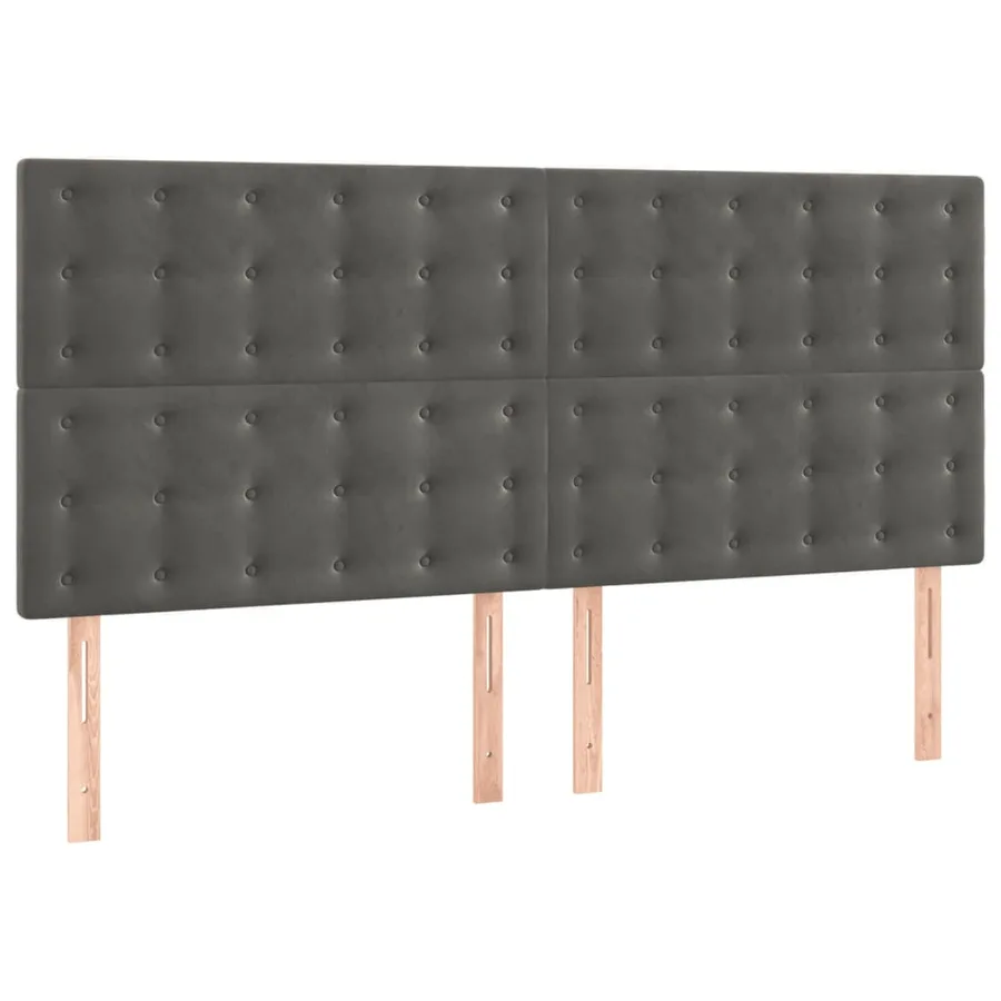 Cadre de lit sans matelas gris foncé velours - 8
