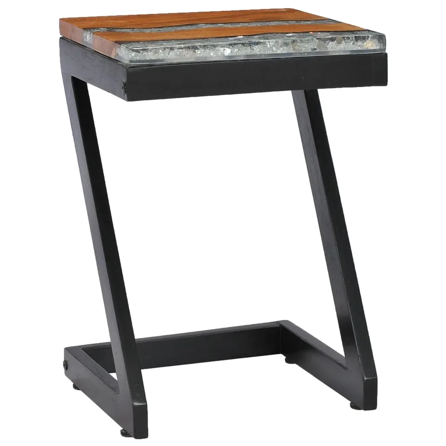 Table basse 30x30x50 cm Bois de teck massif et polyrésine - 10
