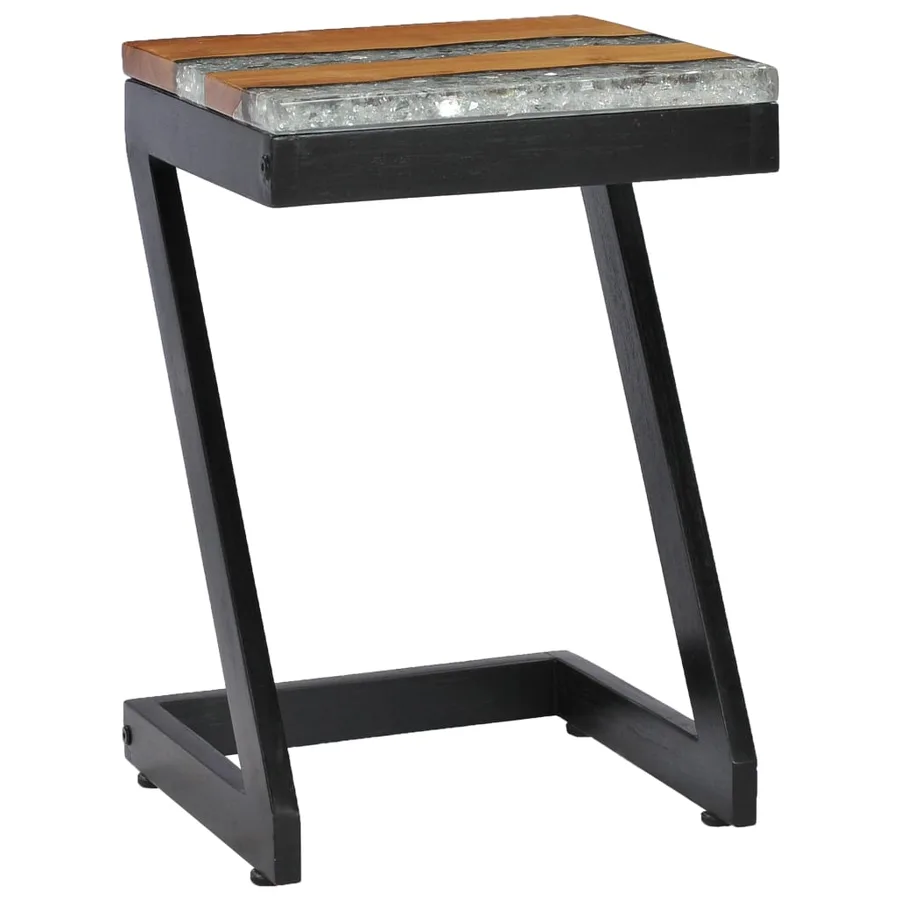 Table basse 30x30x50 cm Bois de teck massif et polyrésine - 11