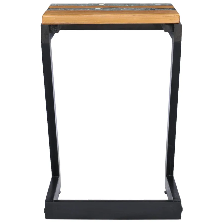 Table basse 30x30x50 cm Bois de teck massif et polyrésine - 3
