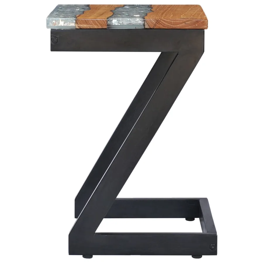 Table basse 30x30x50 cm Bois de teck massif et polyrésine - 4