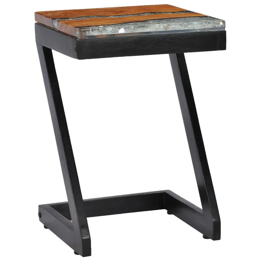 Table basse 30x30x50 cm Bois de teck massif et polyrésine - 9