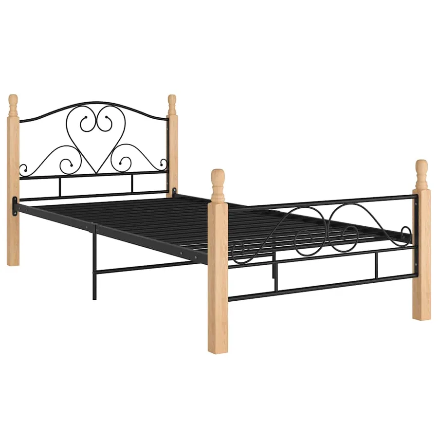 Cadre de lit sans matelas noir métal 90x200 cm - 2