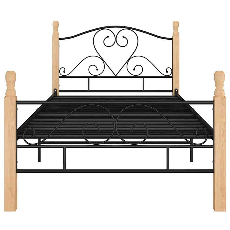 Cadre de lit sans matelas noir métal 90x200 cm - 3