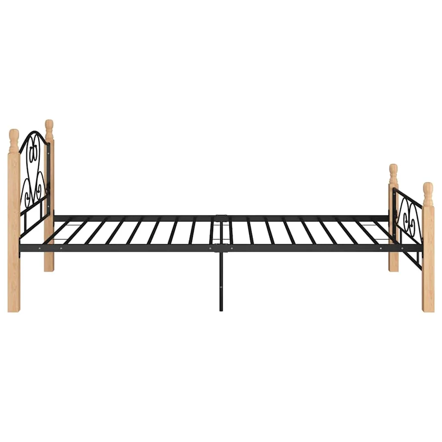 Cadre de lit sans matelas noir métal 90x200 cm - 4