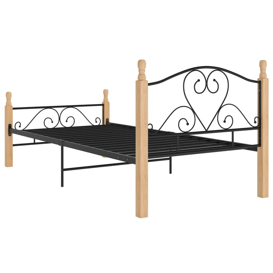 Cadre de lit sans matelas noir métal 90x200 cm - 5