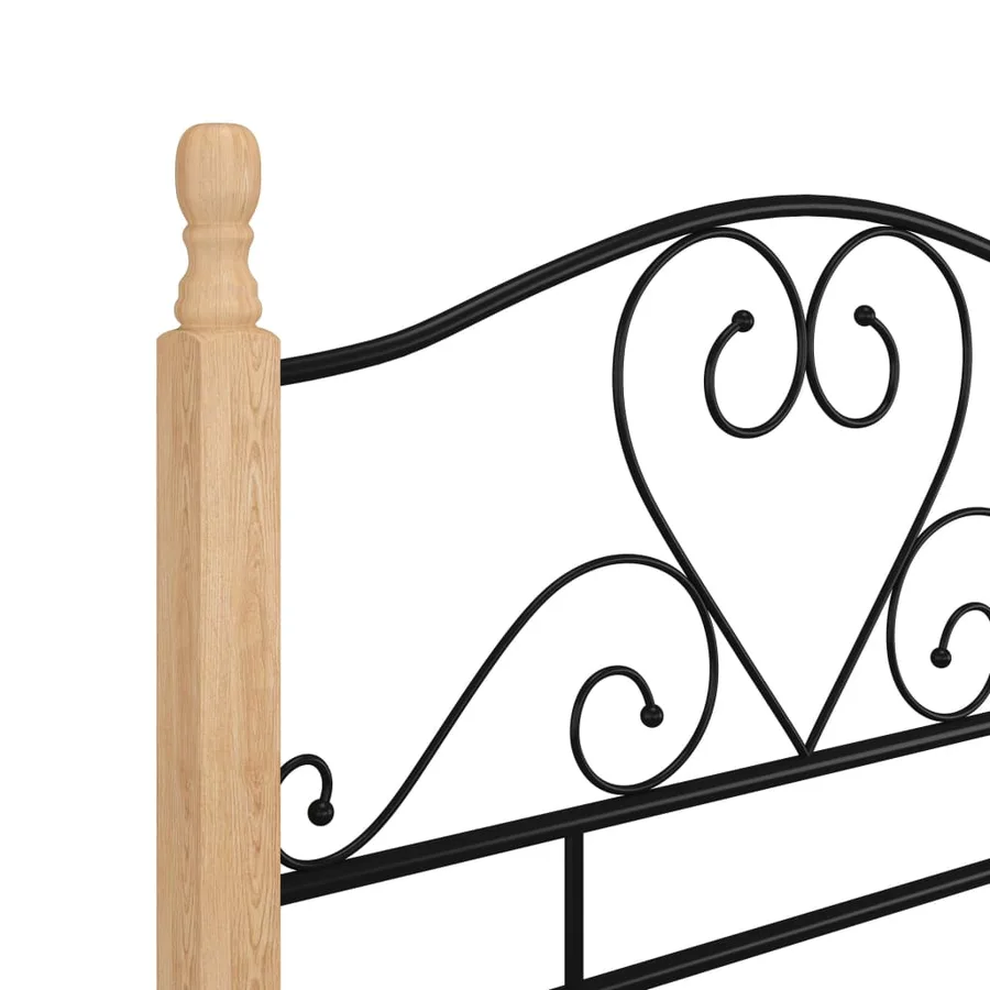 Cadre de lit sans matelas noir métal 90x200 cm - 6