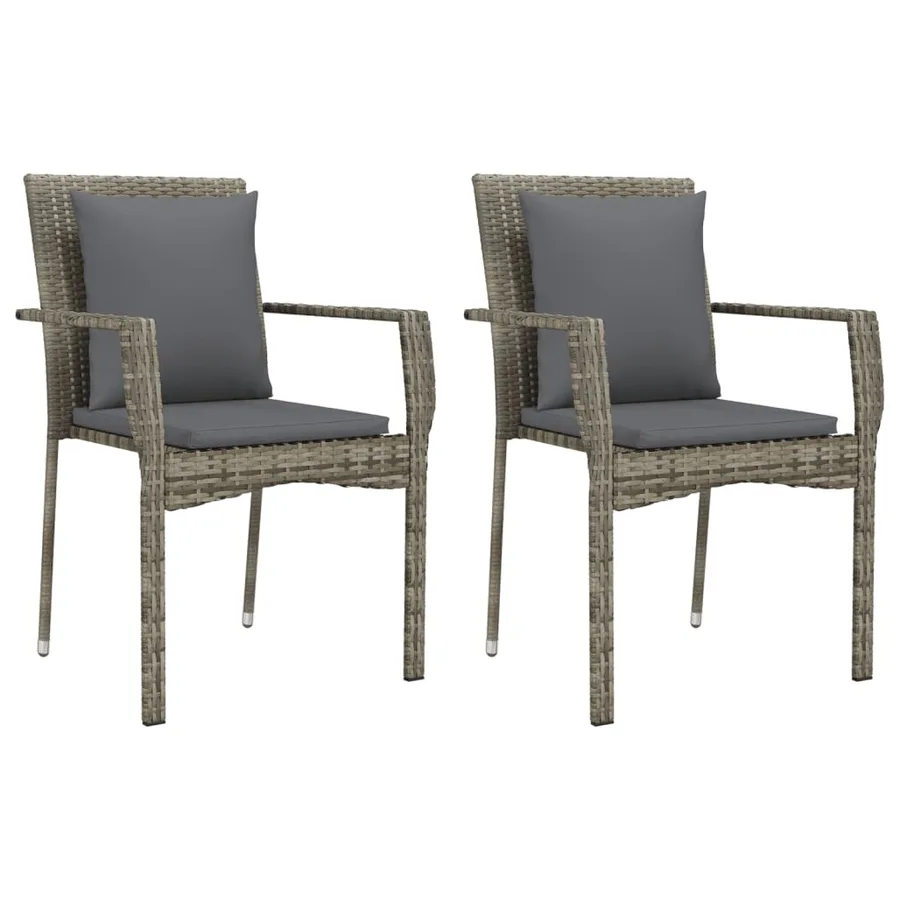 Chaises de jardin avec coussins lot de 2 Résine tressée Gris - 2