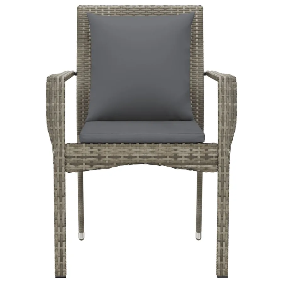 Chaises de jardin avec coussins lot de 2 Résine tressée Gris - 5