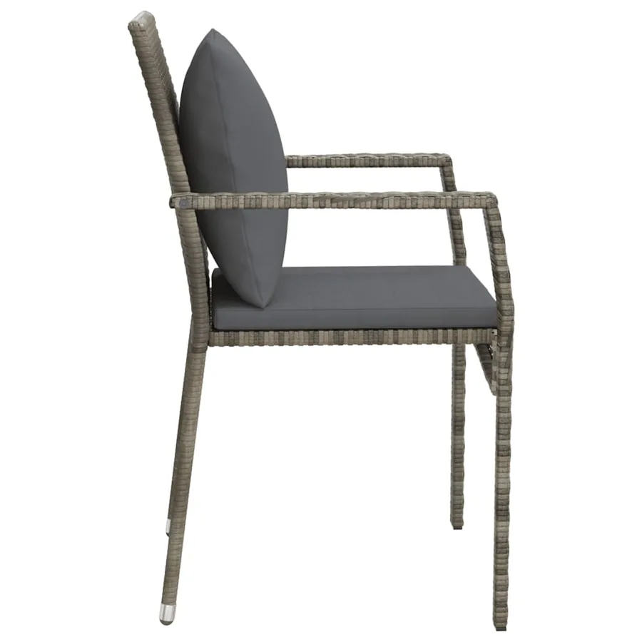 Chaises de jardin avec coussins lot de 2 Résine tressée Gris - 6