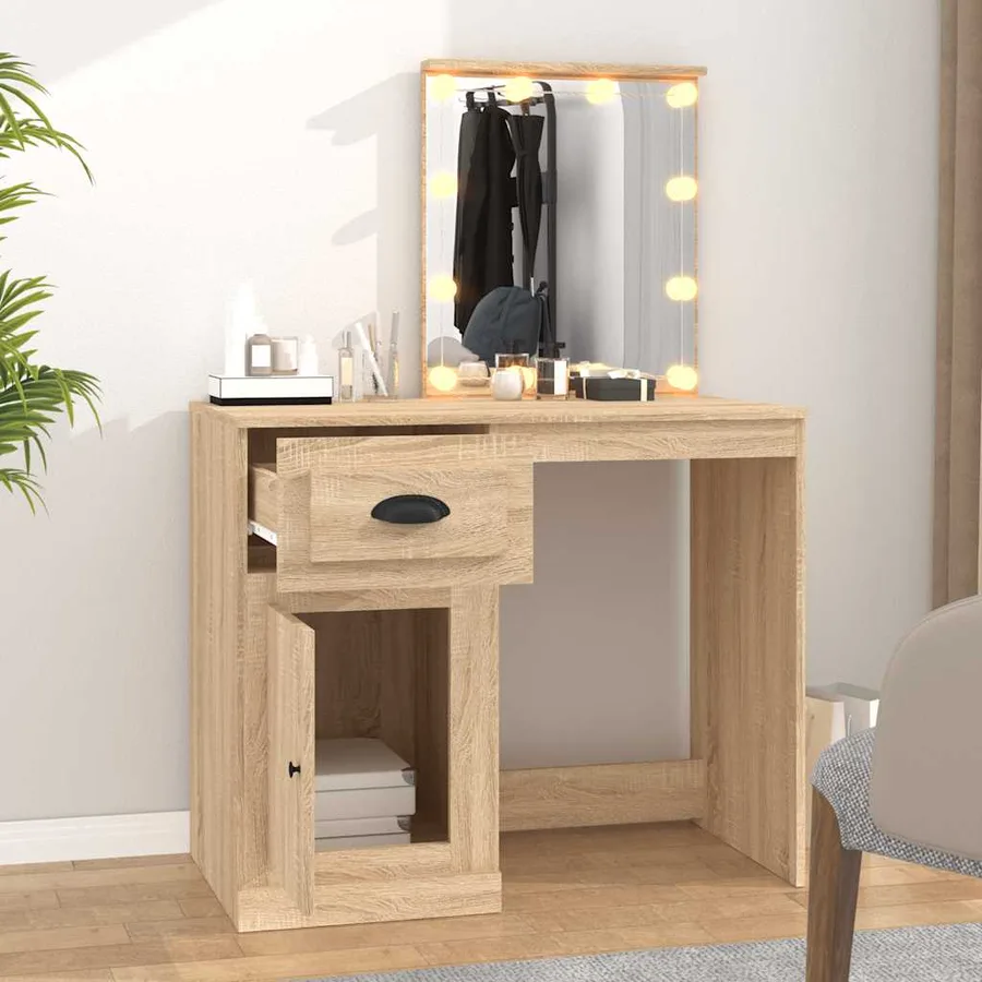 Coiffeuse avec LED chêne sonoma 90x50x132,5cm bois d'ingénierie - 3