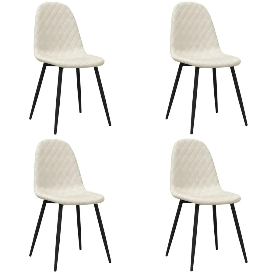 Chaises à manger lot de 4 crème velours - 2