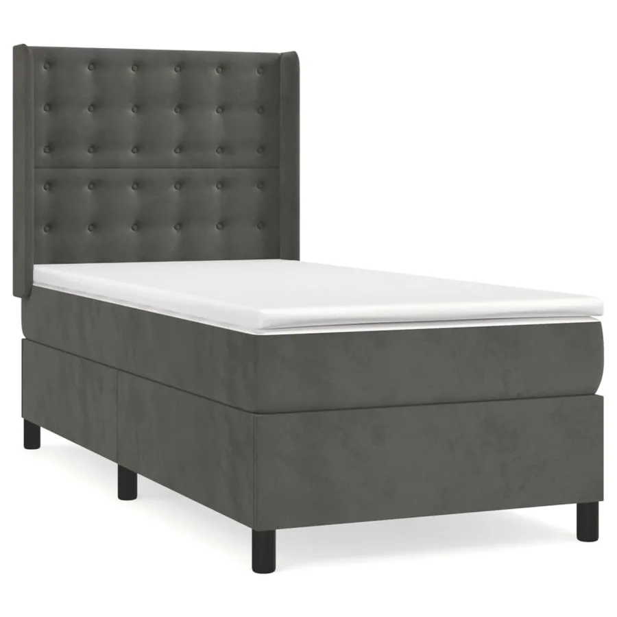 Sommier à lattes de lit et matelas Gris foncé 90x200 cm Velours - 2