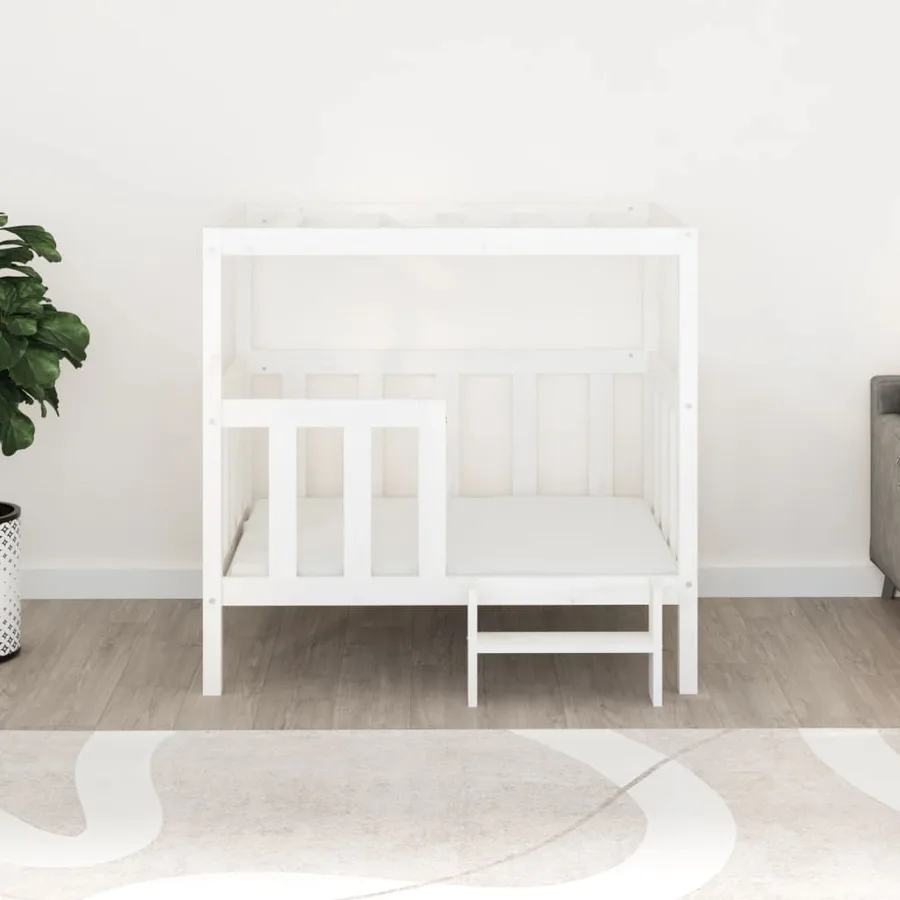 Lit pour chien Blanc 105,5x83,5x100 cm Bois de pin solide - 3