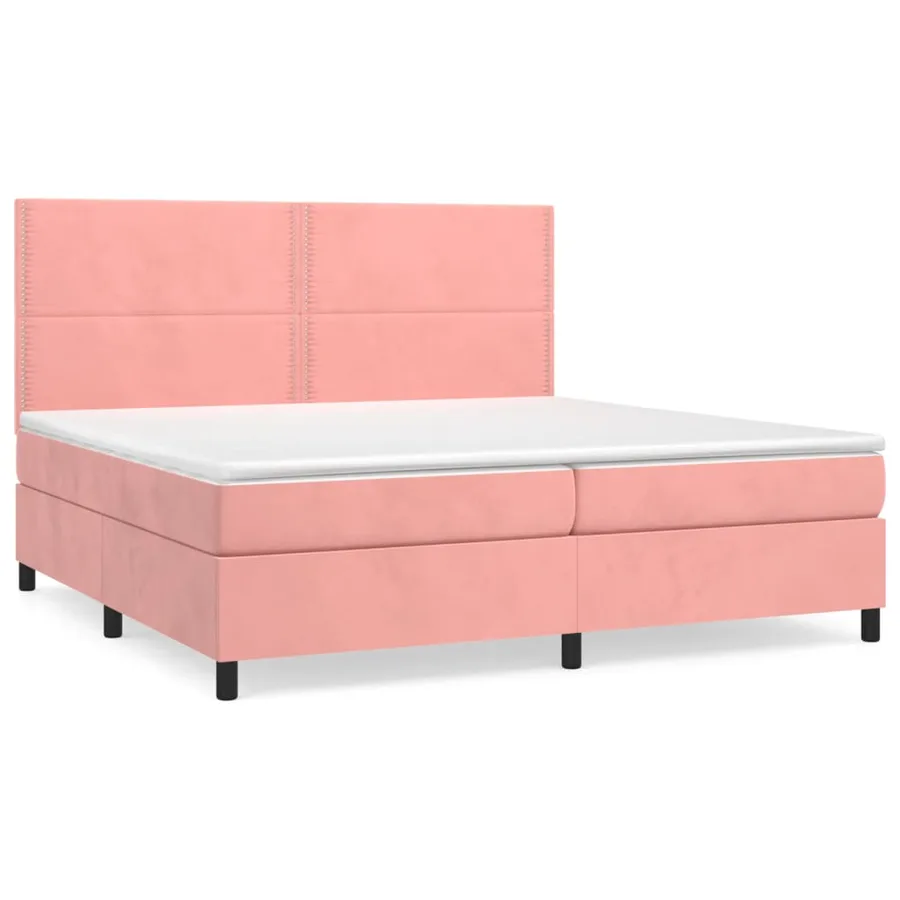 Sommier à lattes de lit avec matelas Rose 200x200 cm Velours - 2