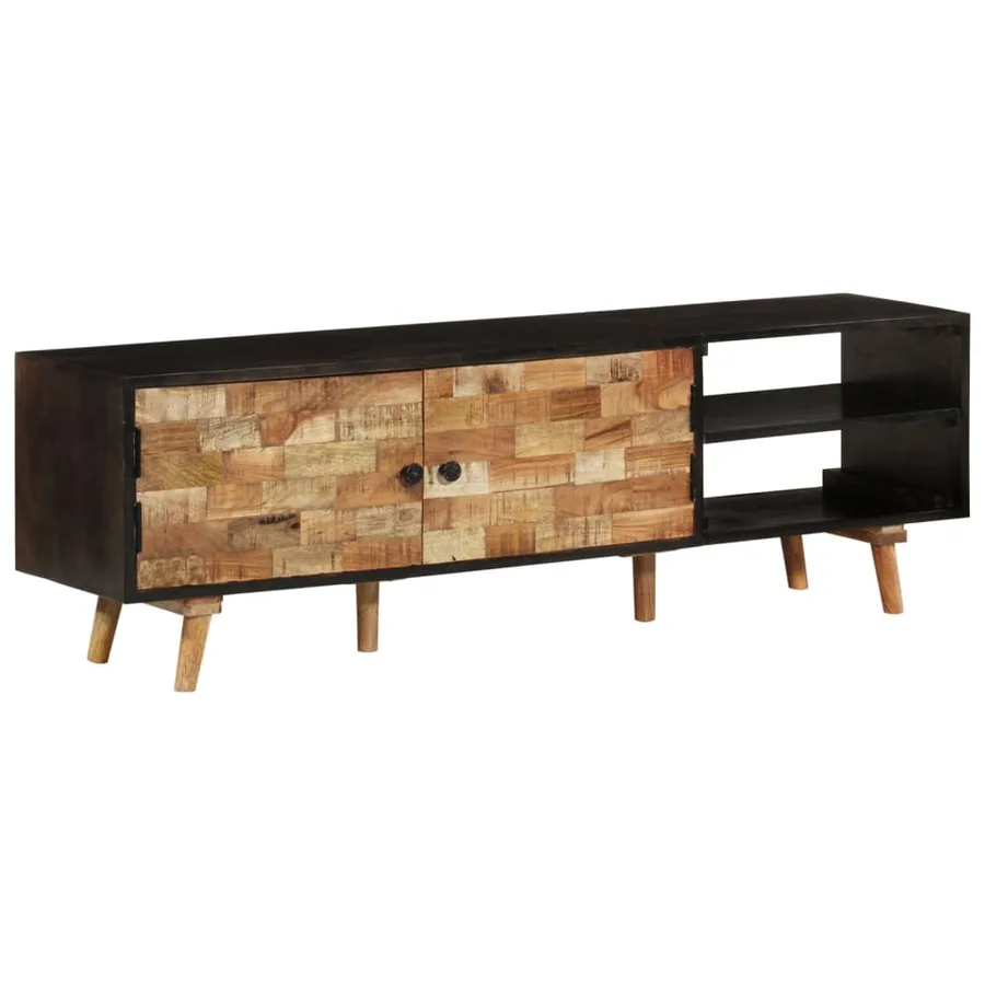 Meuble TV 140x30x45 cm Bois de manguier brut et d'acacia massif - 12