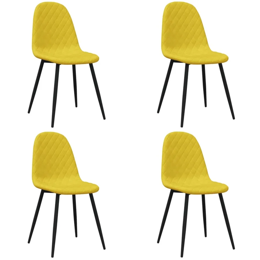 Chaises à manger lot de 4 Jaune moutarde Velours - 2