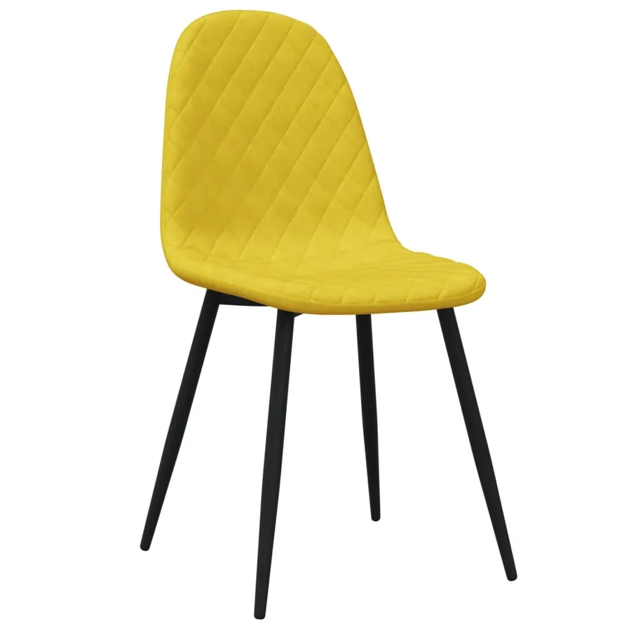Chaises à manger lot de 4 Jaune moutarde Velours - 3